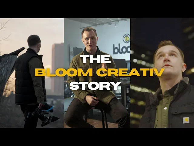 Two people with a camera on a film set, thumbnail for The Bloom Creativ Story