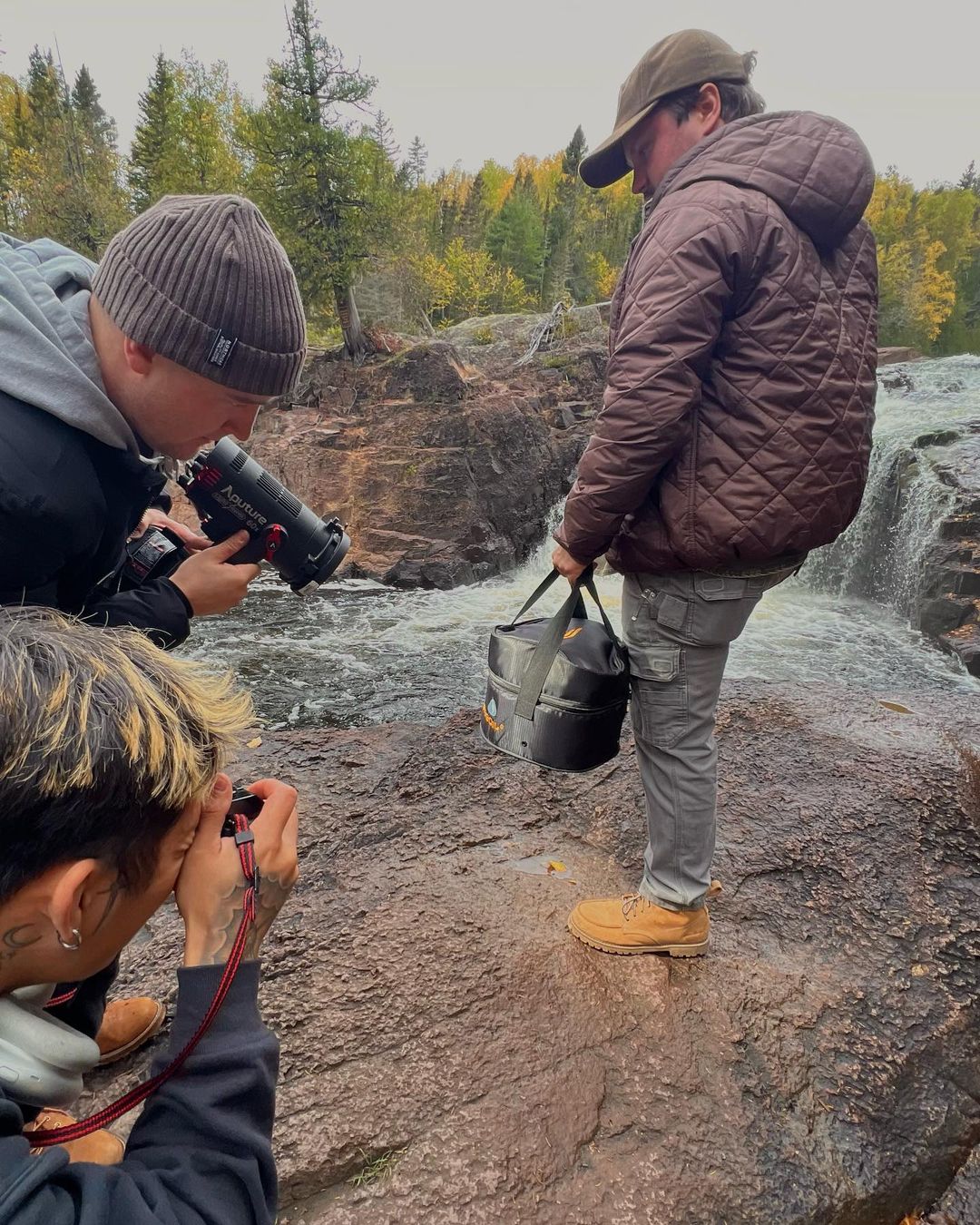 video crew photographing product outside