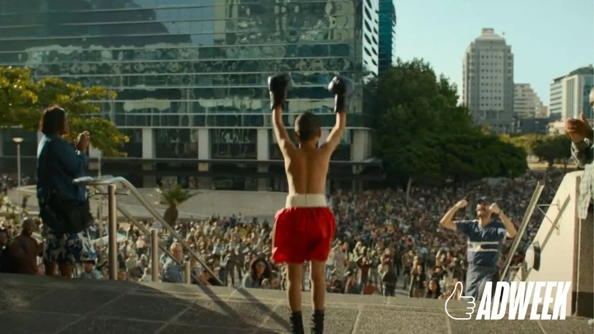 A boxer throwing a punch, for the Pfizer Knock Out Super Bowl commercial